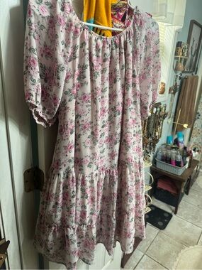 Floral Pink Tiered Babydoll Dress